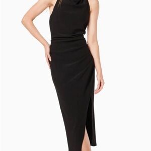 Elliatt Paxton Black Sleeveless Cowl Neck Midi Dress with Side Slit